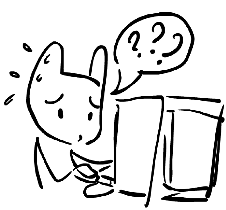 Confused character at computer